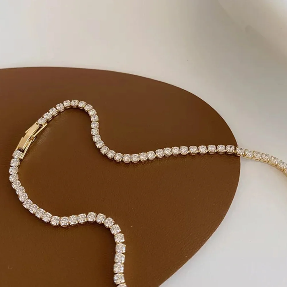 New 14K Gold Tennis Chain Choker Necklace - Picture 4 of 6